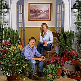 Award-winning Landscape Designer Nicholas Walker with Kathy Ireland. 