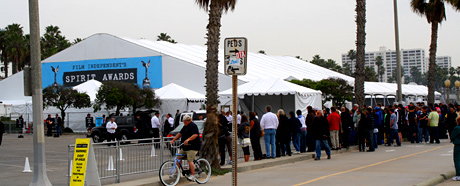 Set up in a large tent which was all-encompassing, The Independant Spirit Awards took place at the beach in Santa Monica.
