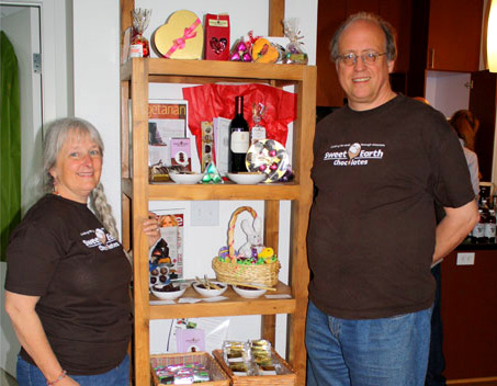 Mr. and Mrs. Tom Neuhaus, owners of Sweet Earth Chocolates.