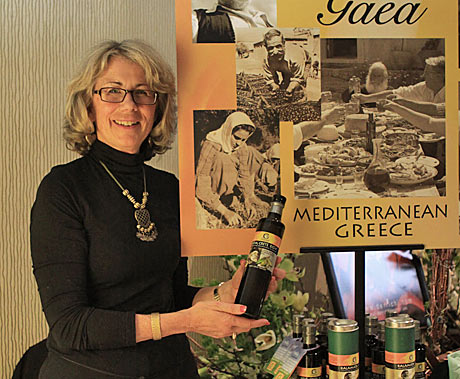 Gillian Christie with Gaea Olive Oil from Greece.
