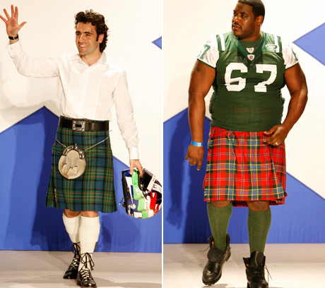 Indie racecar driver Dario Franchetti and NY Jets Damian Woody wear their kilts proudly!