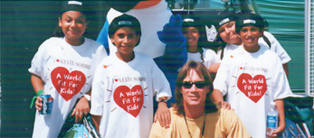 Kevin Sorbo with the kids he has helped so much.