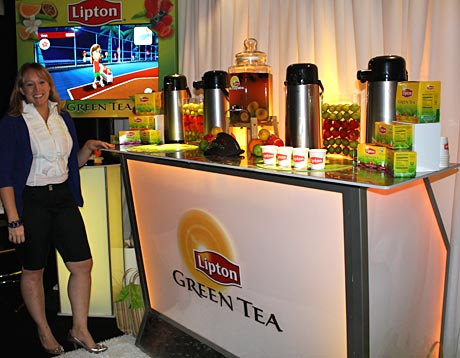 Stacy DeFino with Lipton Green Tea, a sponsor of the Emmy gifting suite.