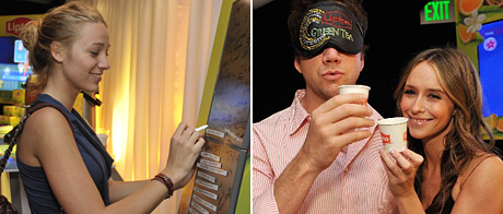 Blake Lively signs for charity, Jamie Kennedy and Jennifer Love Hewitt takes the Lipton Tea Challenge!