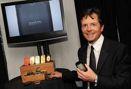 Michael J. Fox adoring his new Palm Pre.