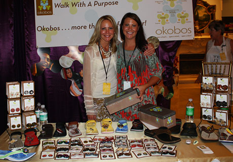 Okobox founder Michelle Juza (left) with her great designs.