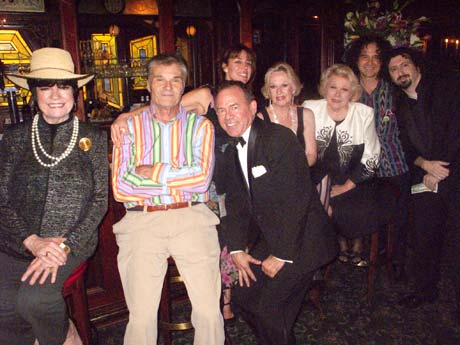 A star-studded entourage celebrated the 100th Anniversary of Magic Castle. From Left: Jo Anne Worley, Fred Willard, magician Jim Bentley, Darcy DeMoss, Tippi Hedron, Irene Larsen, author Harrison Held and magician Andrew Goldenhersh.
