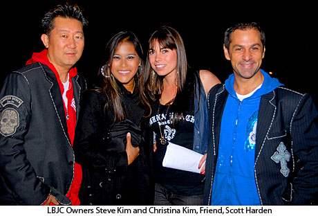 Laguana Jeans' Steve Kim, Christine Kim, friend and Marketing director host Scott Harden.