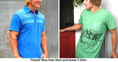 Hozell Blue Polo Shirt and Green T-Shirt.