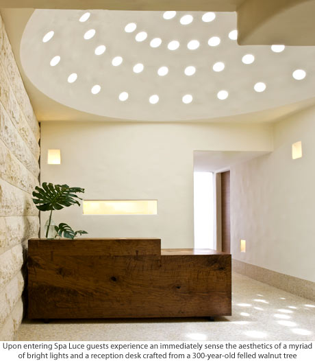 The reception area of Spa Luce