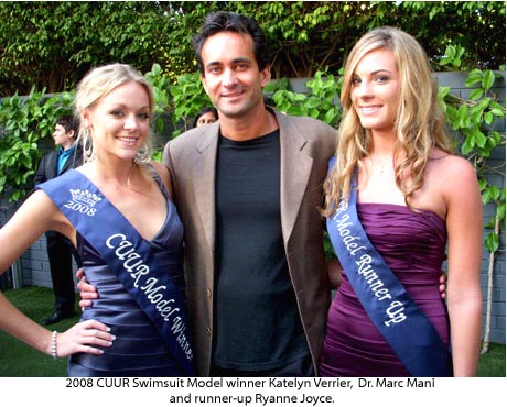 Dr. Marc Mani and the gorgeous CUUR swimsuit model winners.