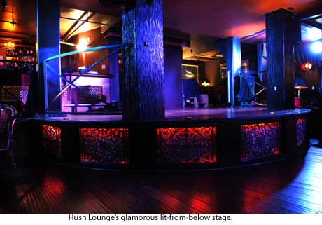 The stage at Hush Lounge