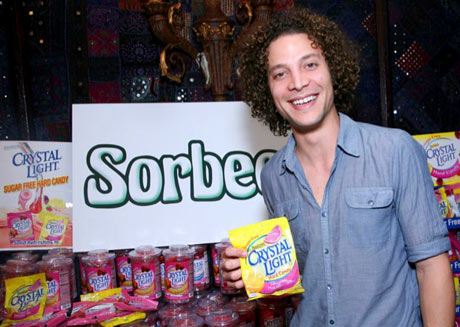 Justin Guarini with Sorbee Crystal Light candy.