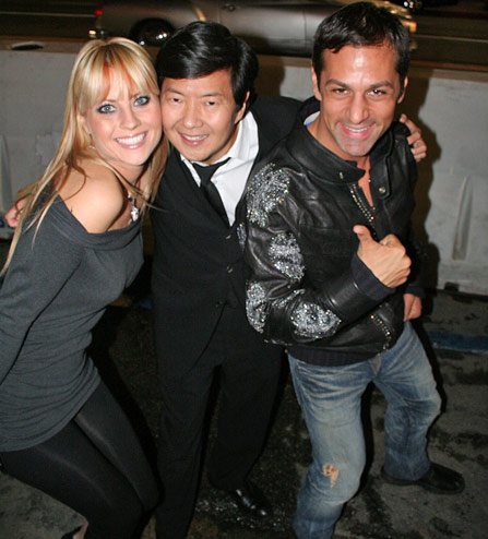 Molly Shea (Sunset Tan) and LATP host Scott Harden hang with Ken Jeong.