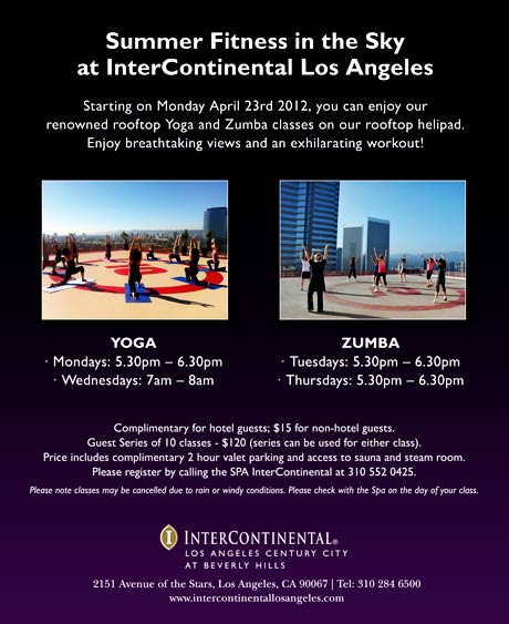 Yoga and Zumba fitness classes at Intercontinental Los Angeles