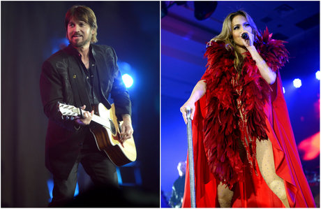 Billy Ray Cyrus and Jennifer Lopez perform for guests at Muhammad Ali's Celebrity Fight Night XIX
