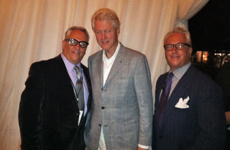 Matt and Mark Harris enjoy speaking with Bill Clinton.