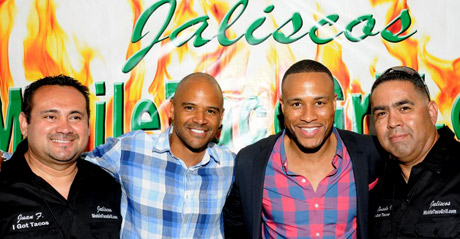 Dondre Whitfield, DeVon Franklin with Jalisco's Mexican food