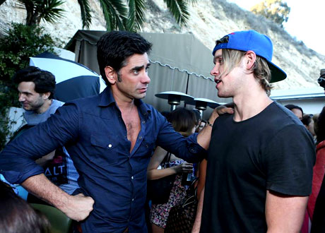  John Stamos and Glee's Chord Overstreet having a heart-to-heart at the Asphalt Yacht Club launch
