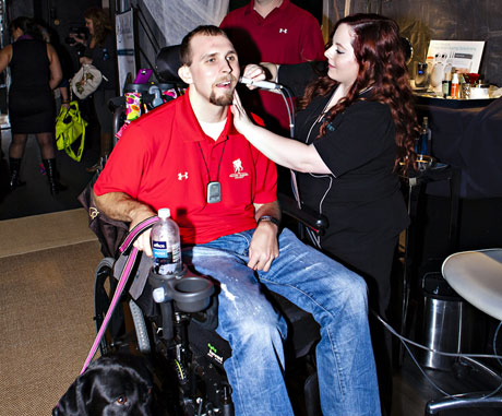 Wounded Warrior Josh Sommers enjoys a facial treatment from Spa del Rey - Photo: Karen Ray
