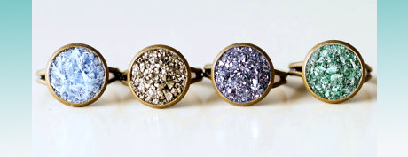 Crushed Crystal Druzy Rings by Bashful Owl Jewelry