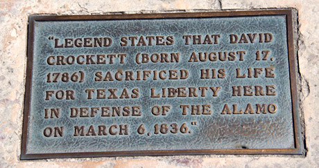Marker of Crockett's death.