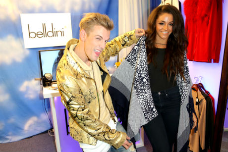 Singer Aaron Carter (L) and dancer Lee Karis attend the GRAMMY Gift Lounge during The 58th GRAMMY Awards at Staples Center on February 13, 2016 in Los Angeles, California.