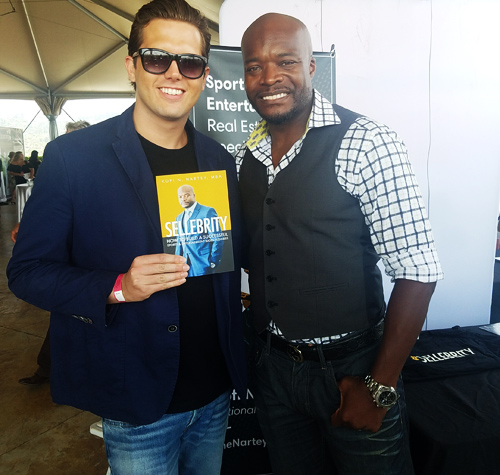 Tyler Emery with "Sellebrity" author Kofi Nartey