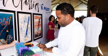 Anthony Anderson penning inspirational message for Pilot Pens