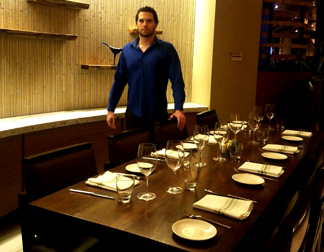 Tyler Emery checks out one of the few private dining rooms at Marina Kitchen.
