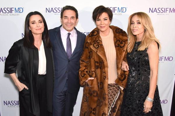 Kyle Richards, Dr. Paul Nassif, Kris Jenner and Faye Resnick attend the grand opening of NassifMD’s Medical Spa in Beverly Hills on Wednesday, March 7th