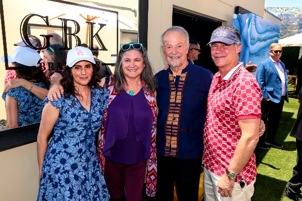 Dr Richard Lapchick and wife Ann with GBK Brand Bar CEO Gavin Keilly & Tara Jane at the 2023 Teqball Pre ESPY Lounge Presented by GBK Brand Bar and LA Magazine