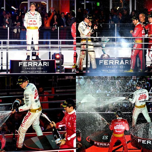 Las Vegas F1 winners Max Verstappen, Charles Leclerc, Sergio Perez, Esteban Ocon