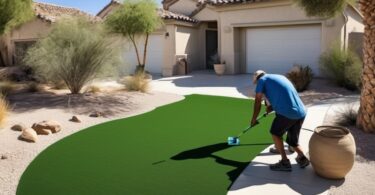 artificial grass in desert landscaping