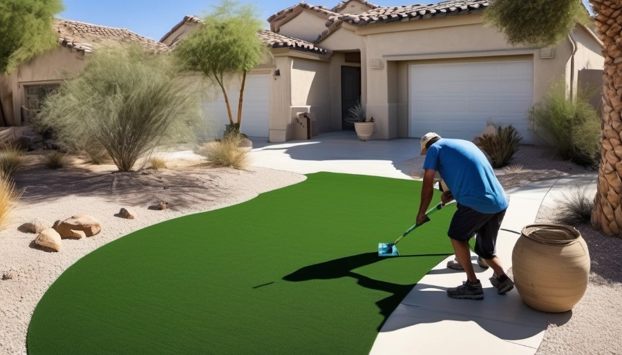 artificial grass in desert landscaping