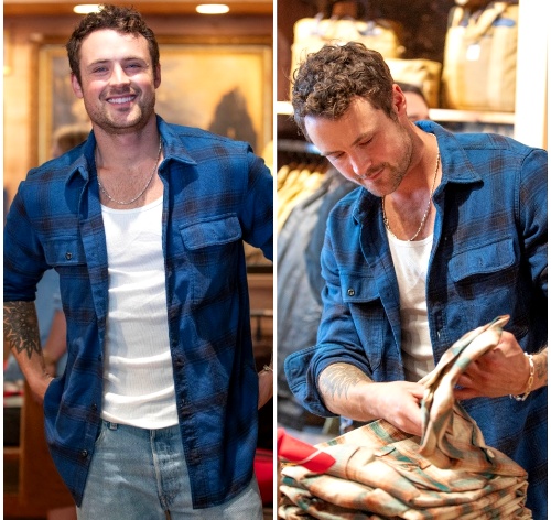 Charlie Carver attends the Filson store opening in Silver Lake.