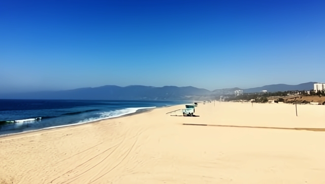 A sandy beach and crystal-clear water in Santa Monica A sandy beach and crystal-clear water in Santa Monica