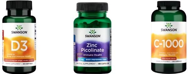 Swansons D3, Zinc Picolinate and Vitamin C