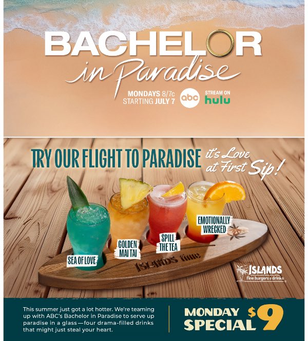 Bachelor in Paradise Escape at Islands Restaurants Bachelor in Paradise Escape at Islands Restaurants