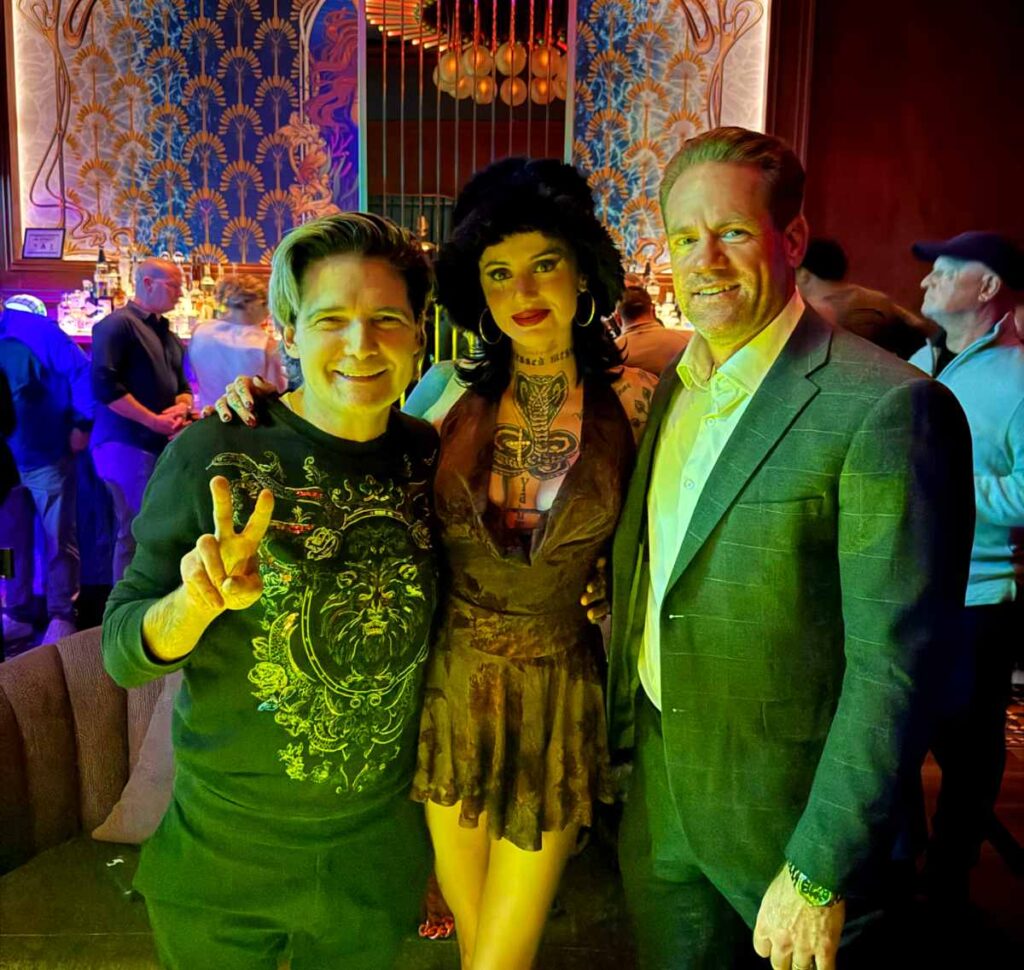 Corey Feldman with girlfriend Adrien Skye and Caesars executive Justen Crews