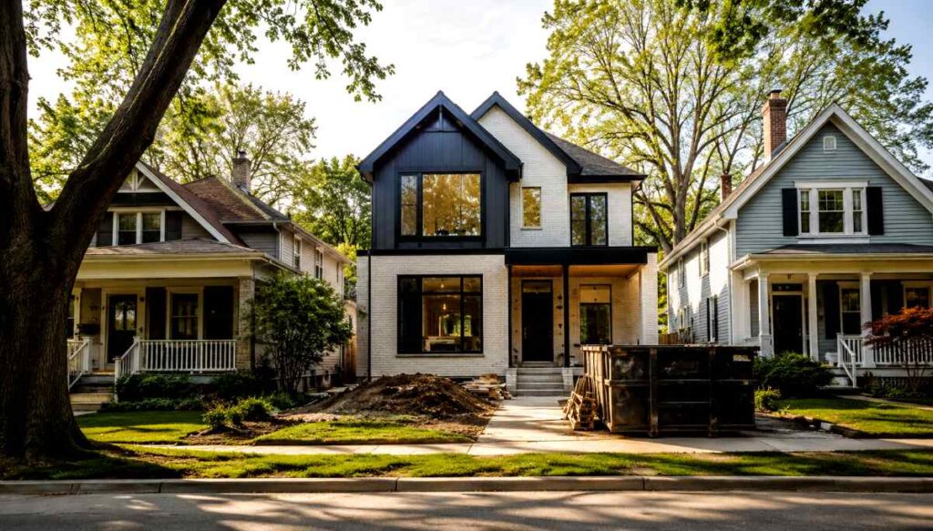 rebuilding home in established neighborhood