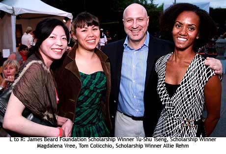 James Beard Foundation Scholarship winner Yu-Shu Tseng, Scholarship Winner Magdalena Vree, Tom Colicchio, and Scholarship Winner Allie Rehm
