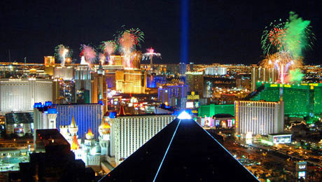 Las Vegas Strip Fireworks on New Years Eve